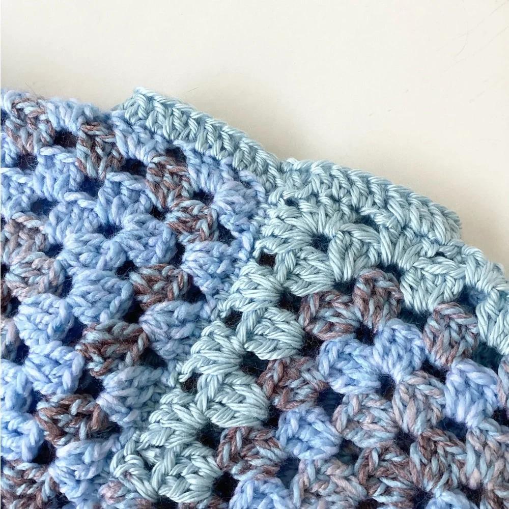 Sweater Beanie Hat Set Hand Crafted Baby Blue Tan Kimono